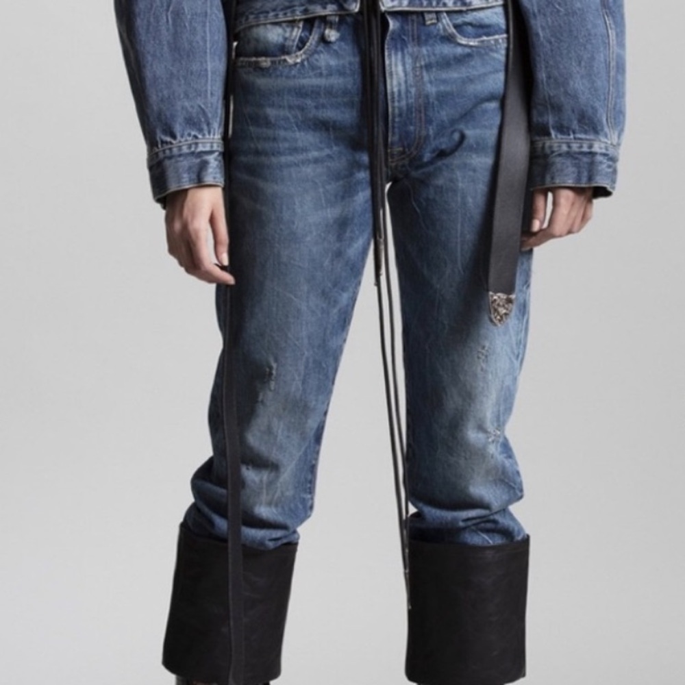 R13 Axl Leather Cuff Jeans Sz 25‎